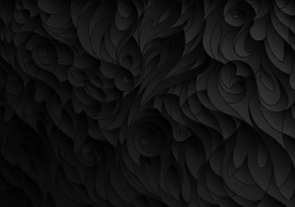 Abstrato padrão floral preto — Vetor de Stock