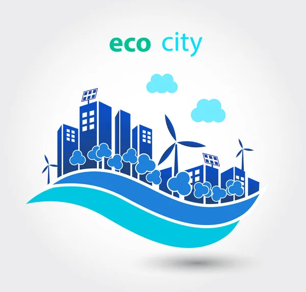 Groene eco stad met huizen — Stockfoto