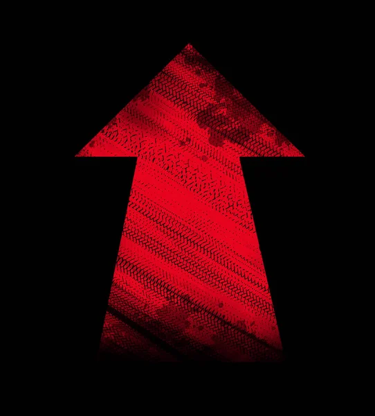 Reifenmarkierungen mit rotem Pfeil — Stockfoto