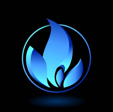 Yangın simge vektör, alev katı logo illüstrasyon