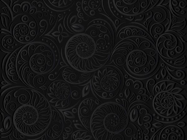 Black floral pattern. — Stock Vector