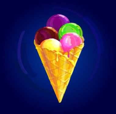 Şirin Dondurma külahı çizilmiş vektör çizim el 