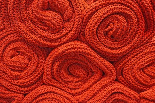 Texture of red wool big knit blanket — Φωτογραφία Αρχείου