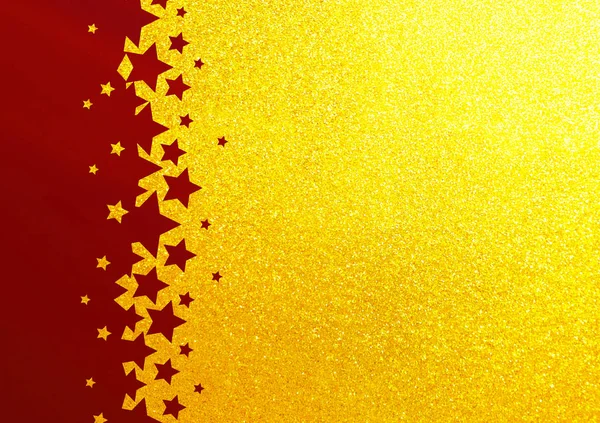 Zlatý Rainbow Glitter Pozadí Rudou Hvězdou — Stock fotografie