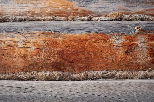 Achtergrond Textuur Van Muur Van Oude Houten Stammen Planken — Stockfoto