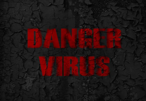 Inscription Sur Mur Noir Danger Virus Concept Risque Sanitaire Dangereux — Photo