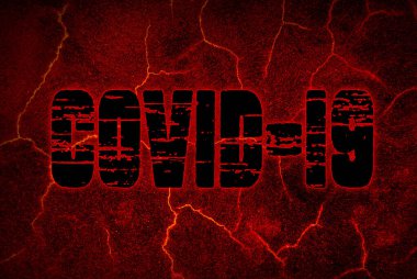 Kara Duvar Tehlike Virüsü 'ndeki yazı. Salgın tehlikeli tıbbi risk konsepti. Çatallı eski boya dokusu                                    