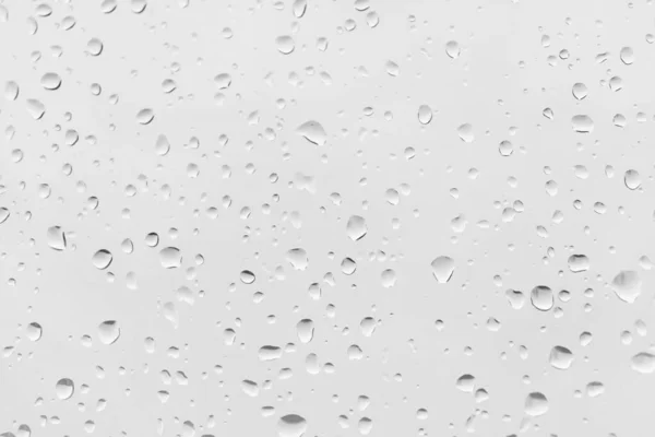 Regendruppels Water Druppel Glas Witte Achtergrond — Stockfoto