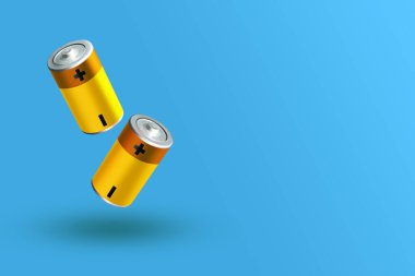image of a battery isolated on a blue background                                clipart
