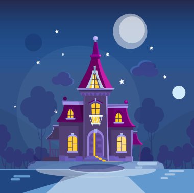 İngiliz evi cephesi. Vektör illüstrasyonu.