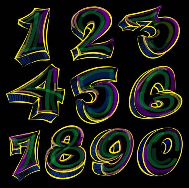 Renkli graffiti figürleri. Modern grafitti tasarımı