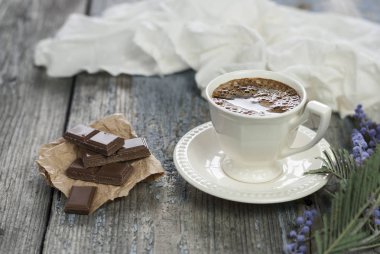 Kahve ve çikolata ahşap masa doku.