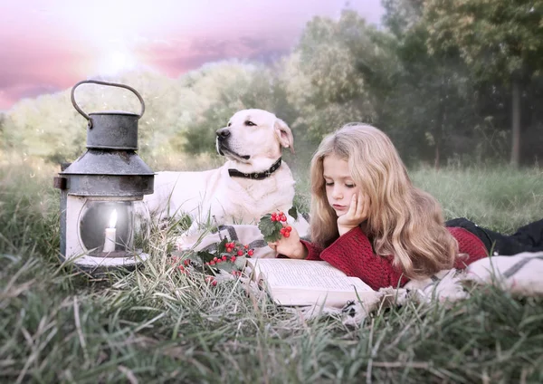 Gönüllülük a kitap açık havada yaz aylarında küçük güzel kız