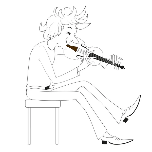 Fröhlicher junger Künstler spielt Geige — Stockvektor