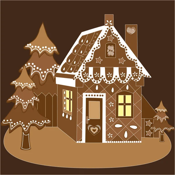 Kerstmis peperkoek huis — Stockvector