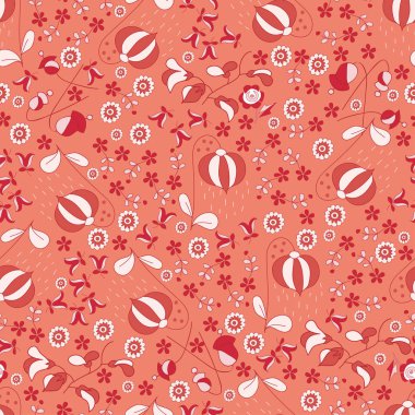 Renkli soyut çiçek seamless modeli üzerinde turuncu b çizilmiş