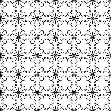 Siyah ve beyaz soyut çiçek Dikişsiz desen.