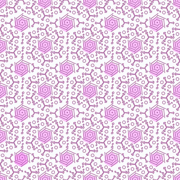 Outline geometric abstract seamless pattern pink and white. — Stock Vector
