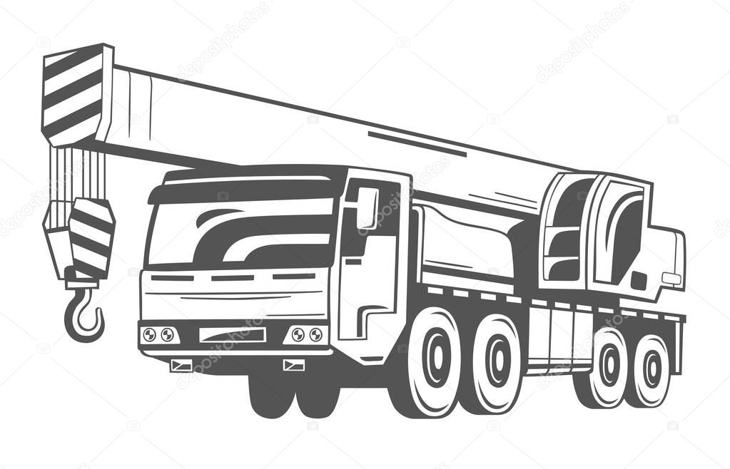 Truck-mounted crane. Vector Illustration.
