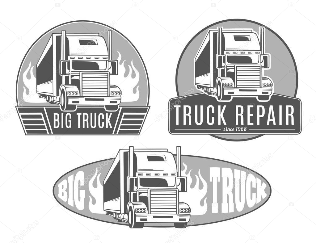 Big truck. Set of vector logos.
