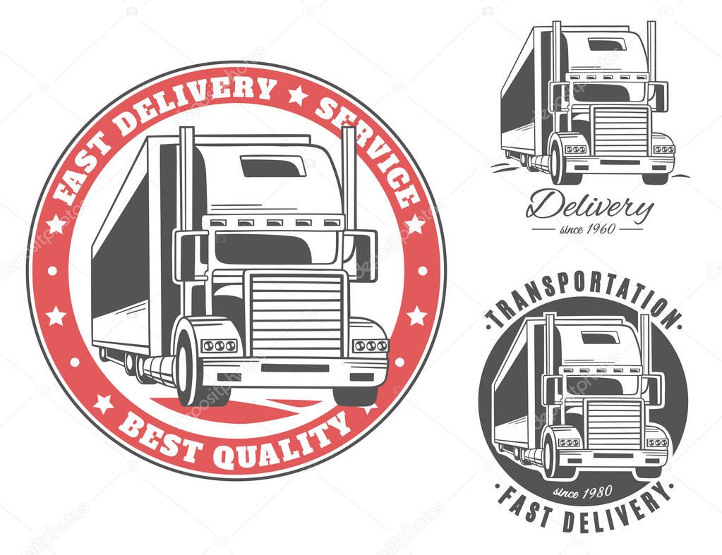 Big truck. Set of vector logos.