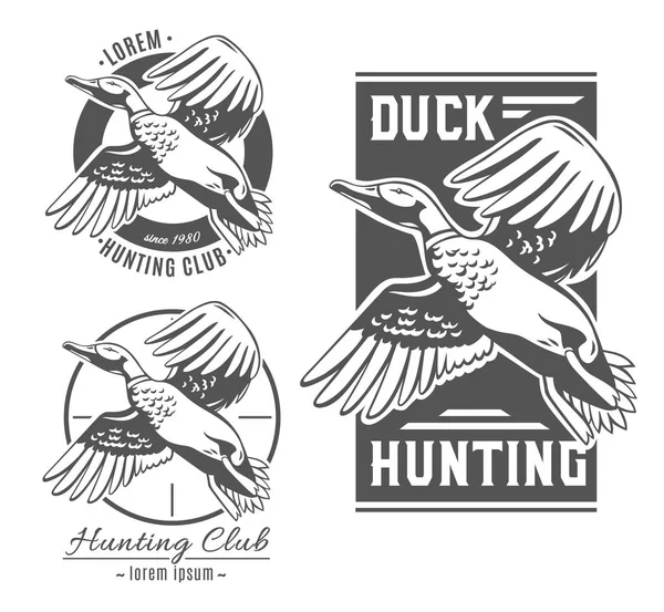 Duck Hunt. Set of vector logos. — Stock Vector