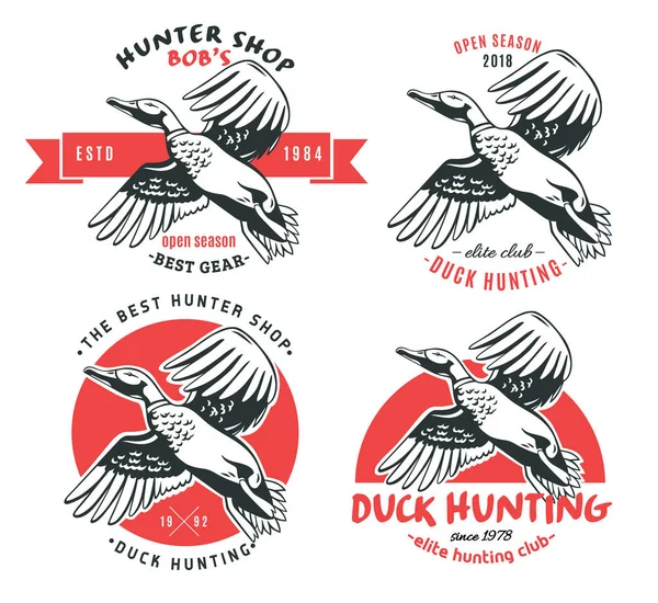 Duck Hunt. Set of vector logos. — Stock Vector