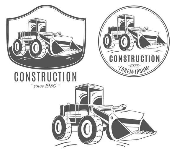 Jeu de logos vectoriels avec bulldozer . — Image vectorielle