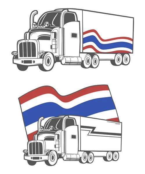 Vector illustration of heavy truck with Thailand flag. — Stock Vector