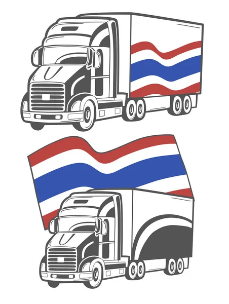 Vector illustration of heavy truck with Thailand flag. — Stock Vector