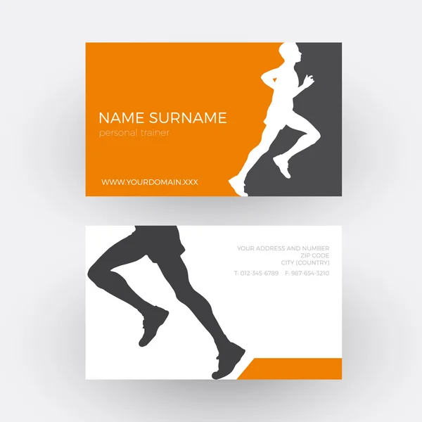 Vector abstract runner and personal trainer. Business card — Stock Vector