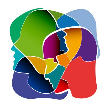 İnsanlar karmaşa içinde. Düşünceler füzyon kavramı