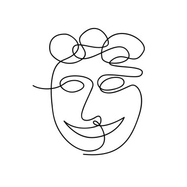 Vektör sürekli çizgi. Soyut bir kadın portresi