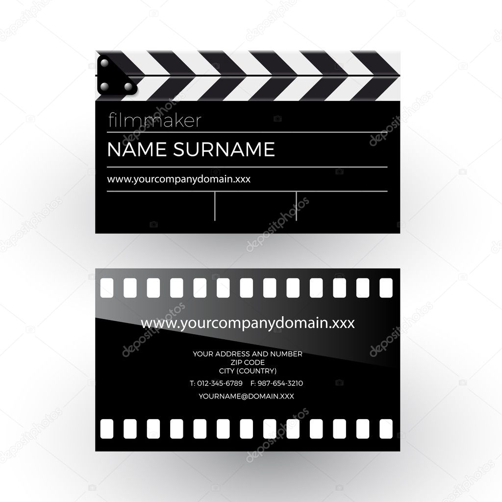 Vector abstract clapperboard and movie film, filmmaker concept. Business card