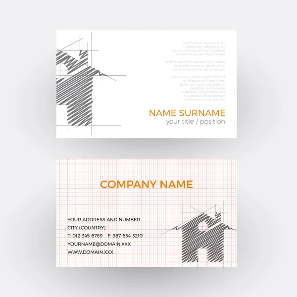 Vector abstract house, concept of builder. Business card — Stock Vector