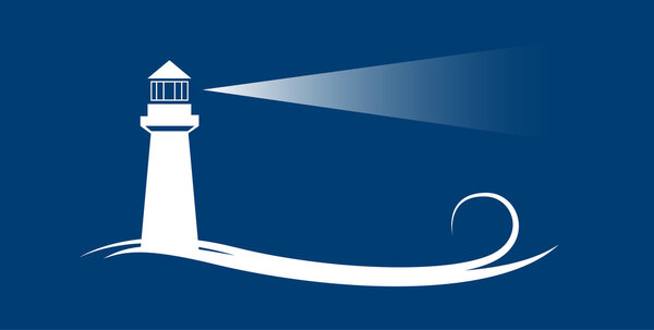 Векторный маяк на синем фоне
