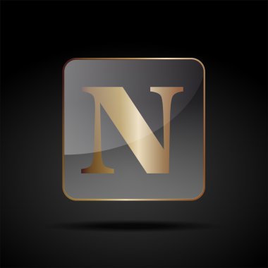 Vektör düğme harf N