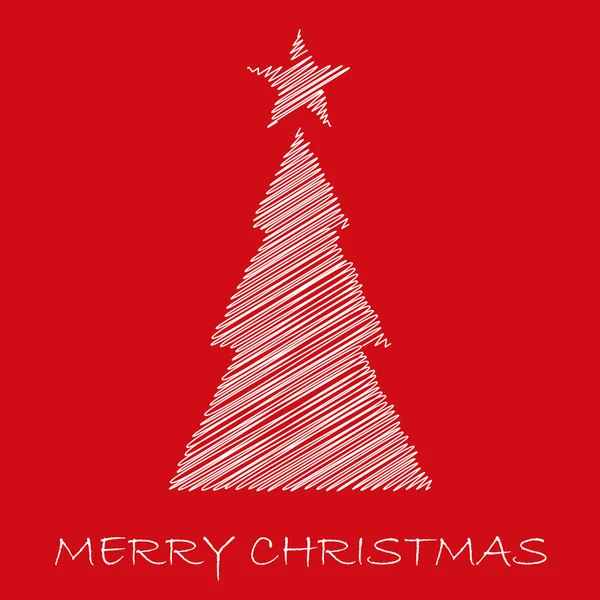 Albero astratto e stella scarabocchiata, con testo Buon Natale — Vettoriale Stock