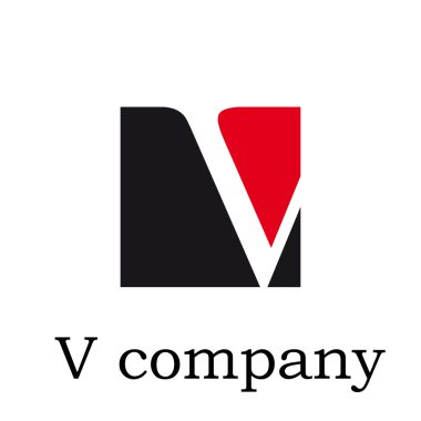 Simge vektör ilk harf V kırmızı ve siyah vektör