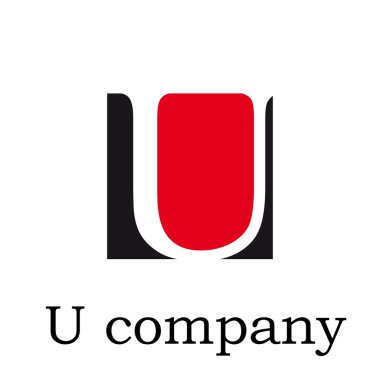 Simge vektör ilk harf U kırmızı ve siyah vektör