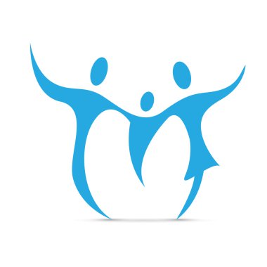 Vektör soyut mutlu mavi aile