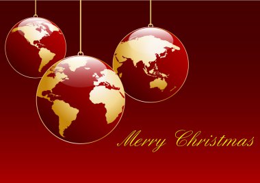 Vektör Noel ağacı, topları seyyare yerküre şeklinde