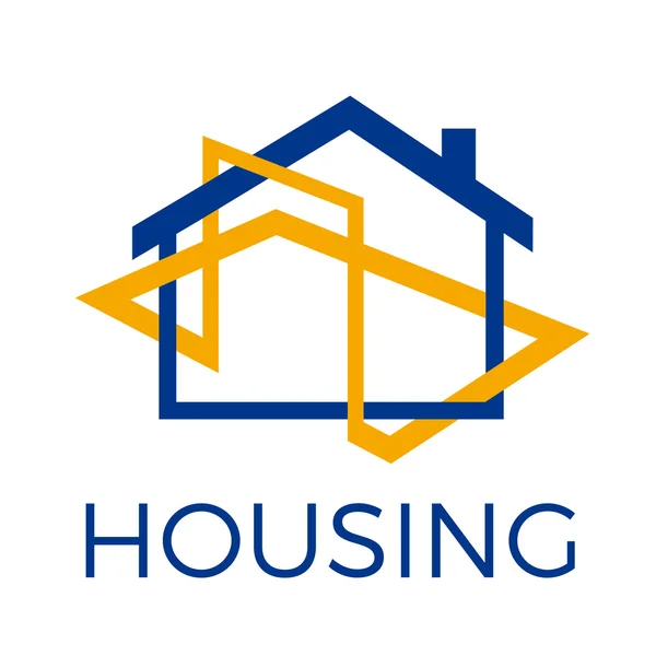 Vector abstracto azul y naranja casa, agencia inmobiliaria — Vector de stock