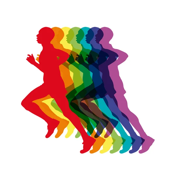 Vektor abstrakte bunte Männer laufen, Marathon — Stockvektor