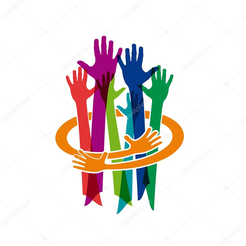 Abstract vector Colorful Teamwork. Make and protect a friendship