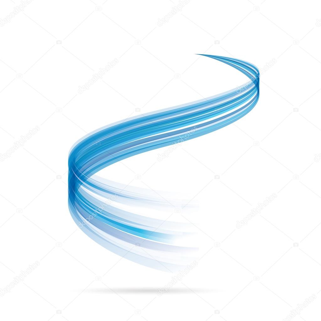 Abstract vector wake moving, blue dynamic wind concept