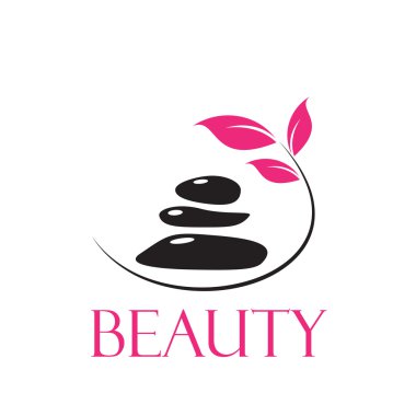 Vektör soyut taşlar ve yaprakları. Kavram spa, yoga ve rahatla