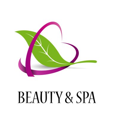 Vektör işareti güzellik ve spa. Yaprak ve kalp