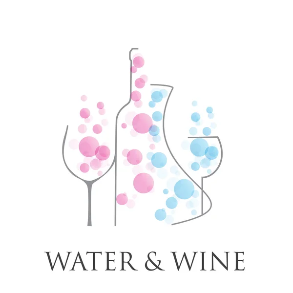 Vector signo abstracto vino y agua con gas — Vector de stock