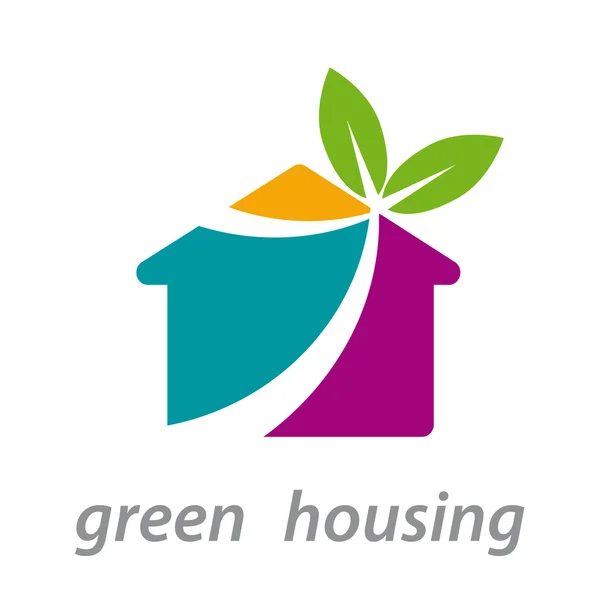 Vector signo abstracto casa verde — Vector de stock